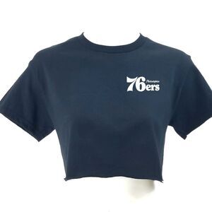 PHILADELPHIA 76ers Double Script Retro Logo Cropped Crop Top Basketball Tee y2k